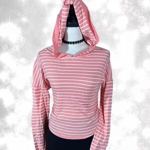 Alt Style Casual Pink Striped Lightweight Hoodie